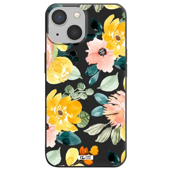 Watercolor Flowers Apple iPhone 13 Silicone black Case