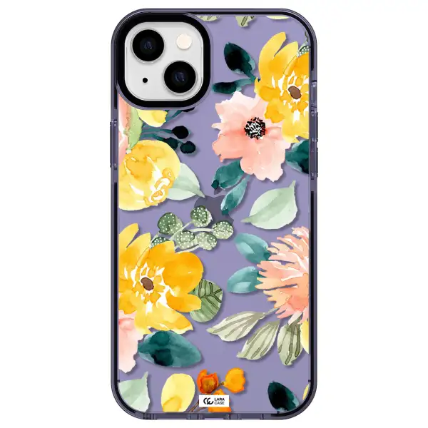 Watercolor Flowers Apple iPhone 14 plus impact Lilac Case