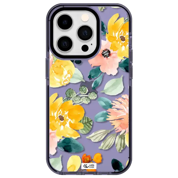 Watercolor Flowers Apple iPhone 14 pro impact Lilac Case