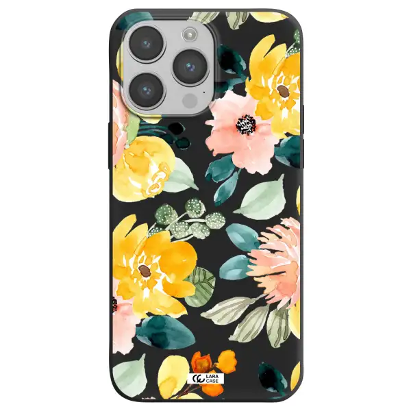 Watercolor Flowers Apple iPhone 14 pro Silicone black Case