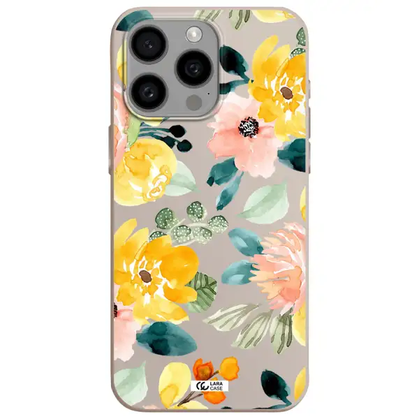 Watercolor Flowers Apple Iphone 15 Pro max Silicone Stone Case