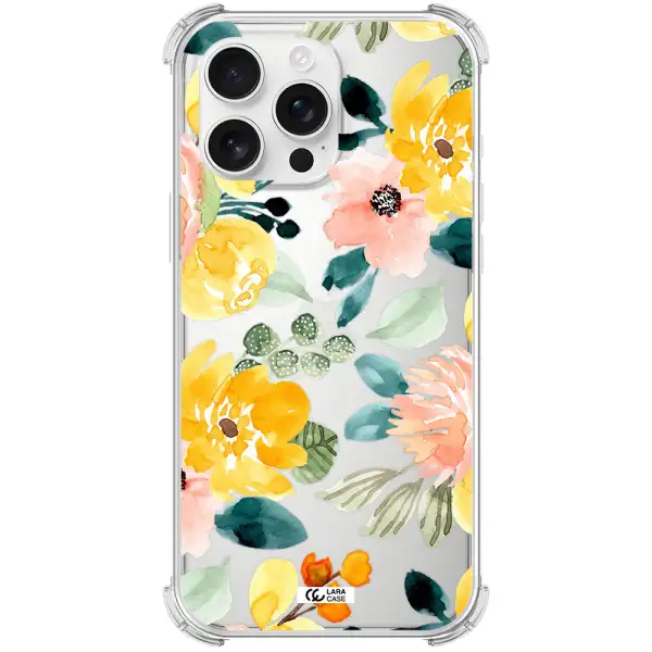 Watercolor Flowers Apple Iphone 16 Pro Max Clear Pc Case