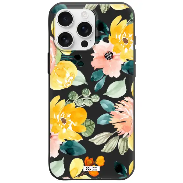 Watercolor Flowers Apple Iphone 16 Pro Max Silicone Black Case