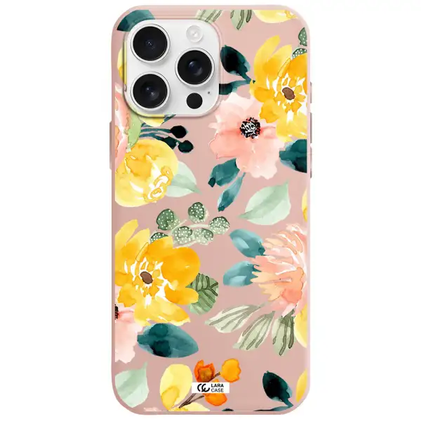 Watercolor Flowers Apple Iphone 16 Pro Max Silicone Pastel Pink Case