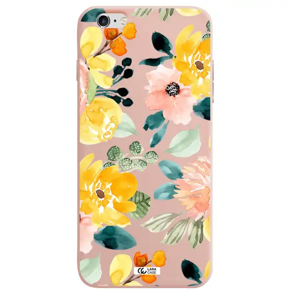 Watercolor Flowers Apple iPhone 6 s plus Silicone pastel pink Case