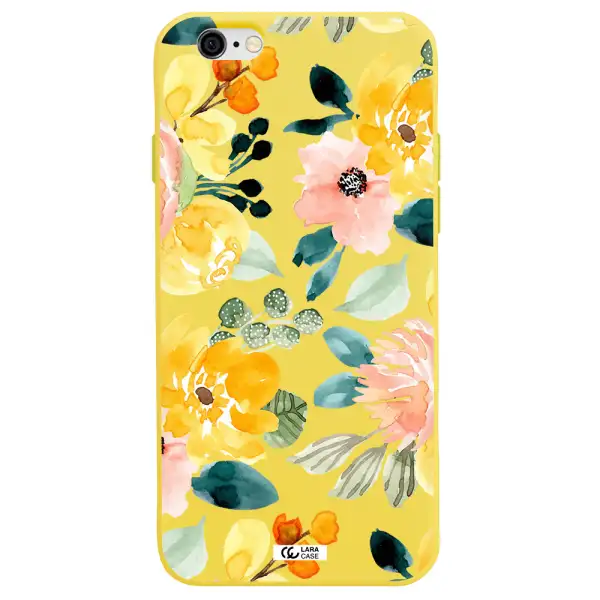 Watercolor Flowers Apple iPhone 6 Silicone canary yellow Case