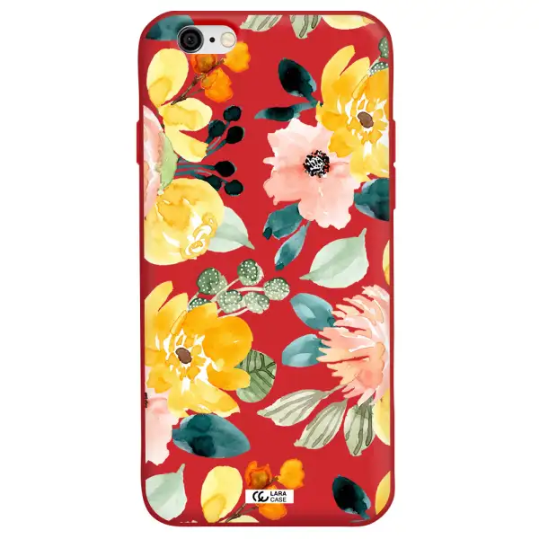 Watercolor Flowers Apple iPhone 6 Silicone Imperial Red Case