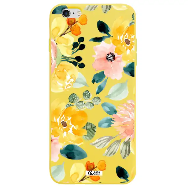 Watercolor Flowers Apple iPhone 6S Silicone canary yellow Case