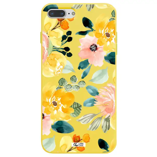 Watercolor Flowers Apple iPhone 7 plus Silicone canary yellow Case