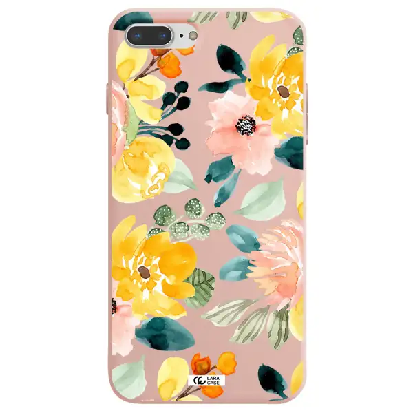 Watercolor Flowers Apple iPhone 7 plus Silicone pastel pink Case