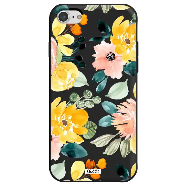 Watercolor Flowers Apple iPhone 7 Silicone black Case
