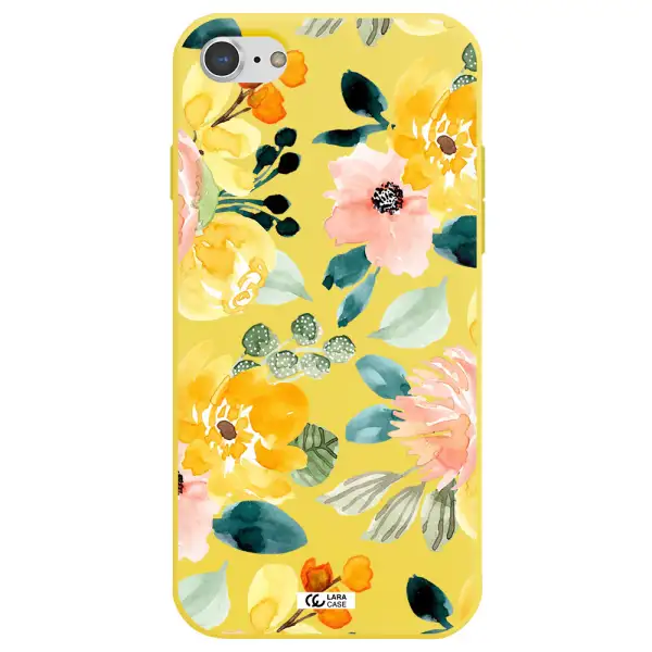 Watercolor Flowers Apple iPhone 7 Silicone canary yellow Case