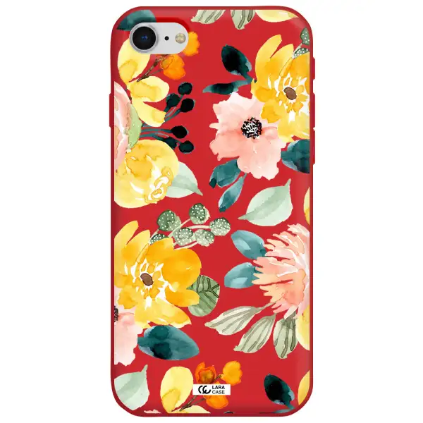 Watercolor Flowers Apple iPhone se 2020 Silicone Imperial Red Case