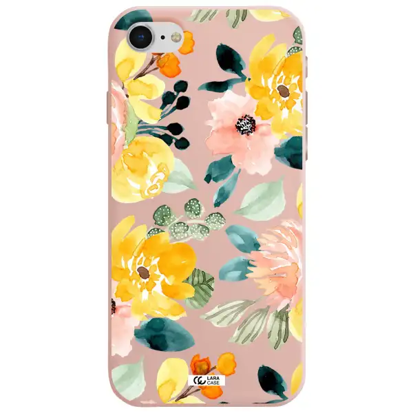 Watercolor Flowers Apple iPhone se 2020 Silicone pastel pink Case