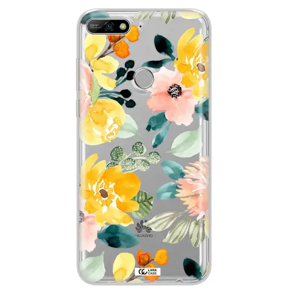 Watercolor Flowers Huawei Y7 2018 Clear TPU Case