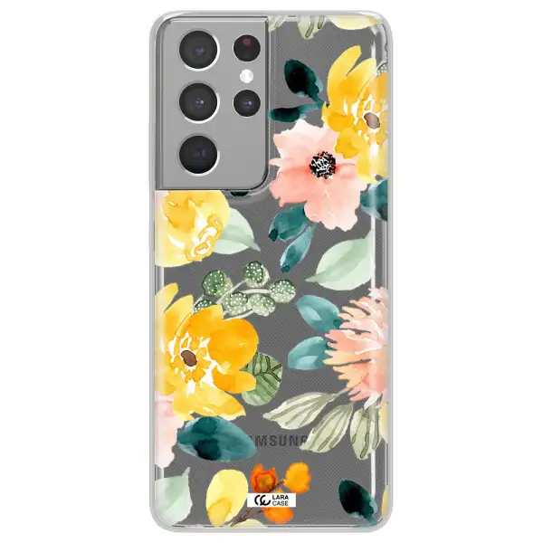 Watercolor Flowers Samsung S21 Ultra Clear TPU Case
