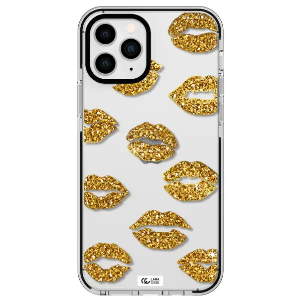 Glitter Lips Apple iPhone 11 pro max impact black border Case