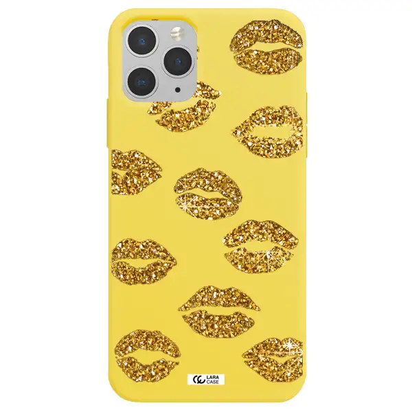 Glitter Lips Apple iPhone 11 pro max Silicone canary yellow Case