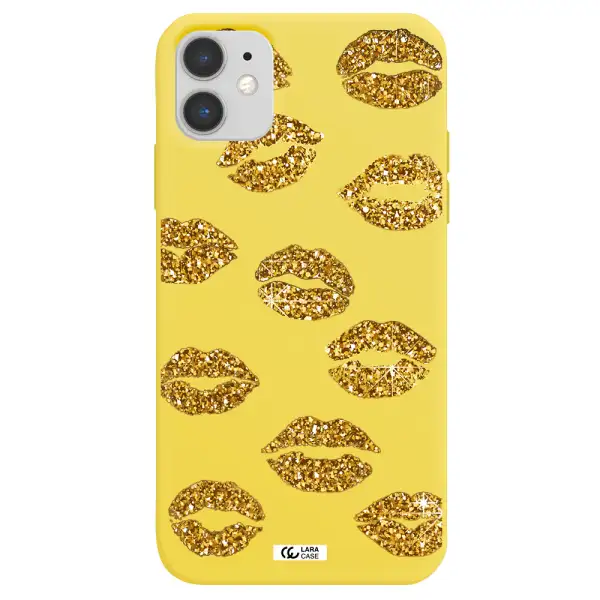 Glitter Lips Apple iPhone 11 Silicone canary yellow Case