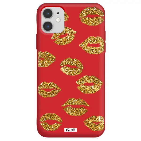 Glitter Lips Apple iPhone 11 Silicone Imperial Red Case