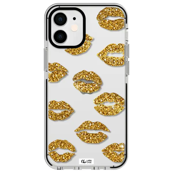 Glitter Lips Apple iPhone 12 mini impact black border Case