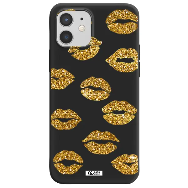 Glitter Lips Apple iPhone 12 mini Silicone black Case