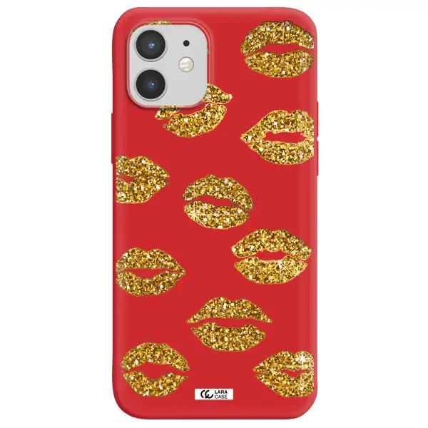 Glitter Lips Apple iPhone 12 mini Silicone Imperial Red Case
