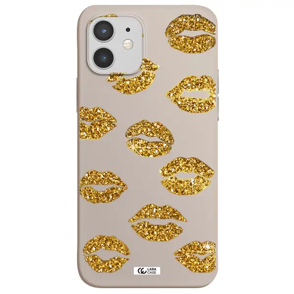 Glitter Lips Apple iPhone 12 mini Silicone Stone Case