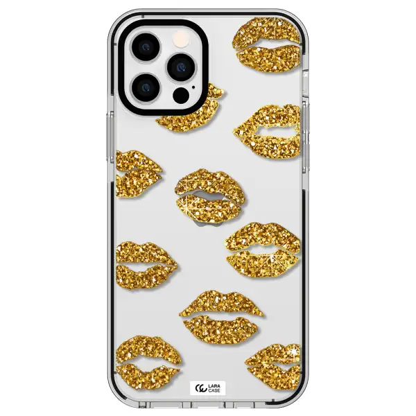 Glitter Lips Apple iPhone 12 pro impact black border Case