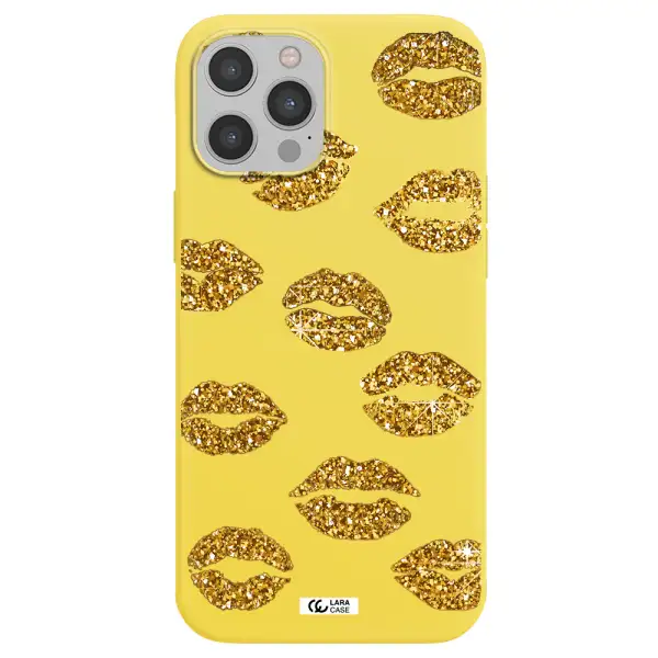 Glitter Lips Apple iPhone 12 pro max Silicone canary yellow Case