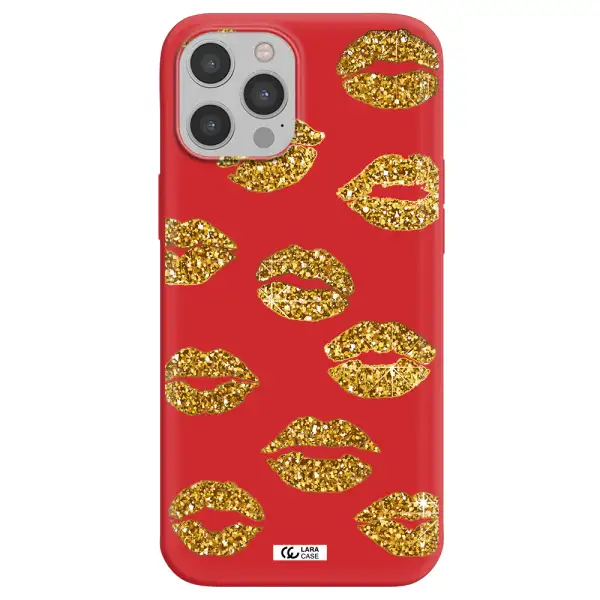 Glitter Lips Apple iPhone 12 pro Silicone Imperial Red Case