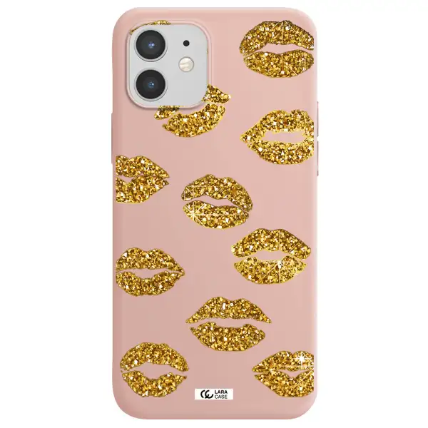 Glitter Lips Apple iPhone 12 Silicone pastel pink Case