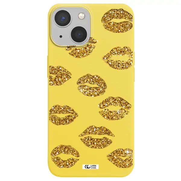 Glitter Lips Apple iPhone 13 mini Silicone canary yellow Case