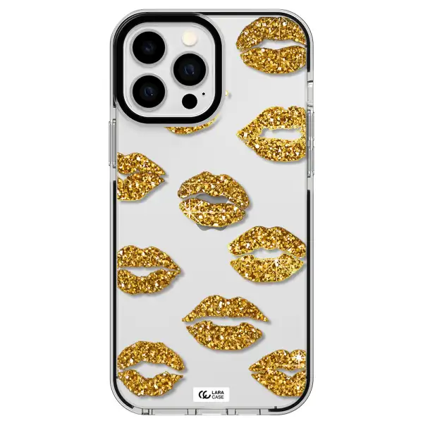 Glitter Lips Apple iPhone 13 Pro Max impact black border Case
