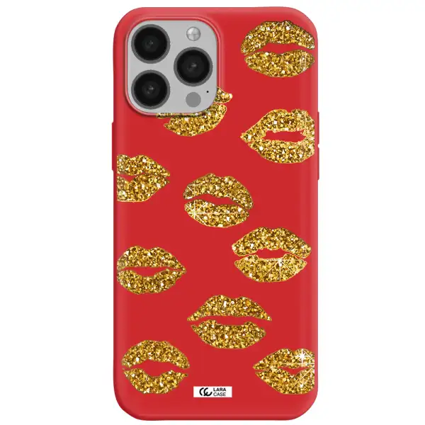 Glitter Lips Apple iPhone 13 Pro Max Silicone Imperial Red Case
