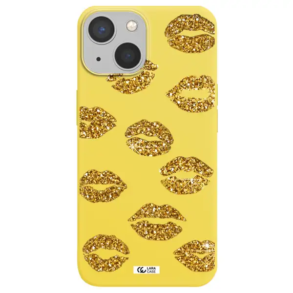 Glitter Lips Apple iPhone 13 Silicone canary yellow Case