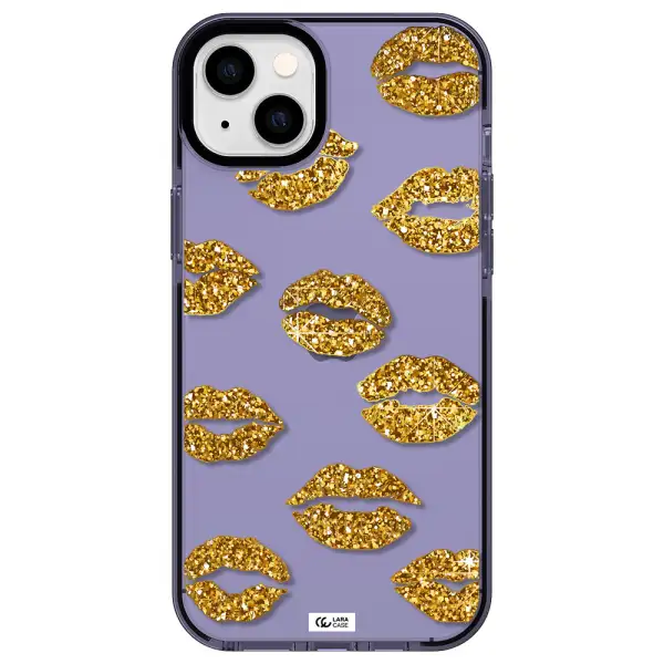 Glitter Lips Apple iPhone 14 plus impact Lilac Case