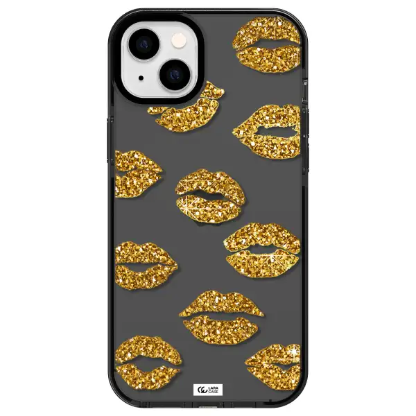Glitter Lips Apple iPhone 14 plus impact Smoke Black Case