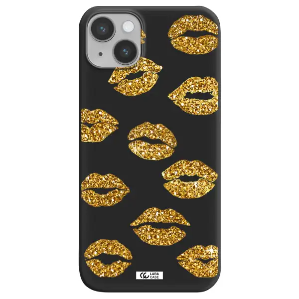 Glitter Lips Apple iPhone 14 plus Silicone black Case