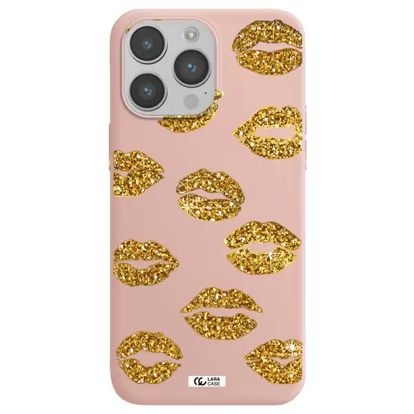 Glitter Lips Apple iPhone 14 pro max Silicone pastel pink Case
