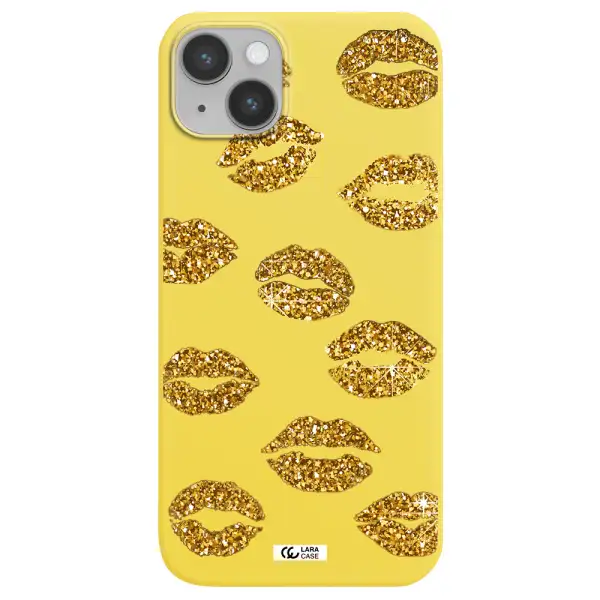 Glitter Lips Apple iPhone 14 Silicone canary yellow Case