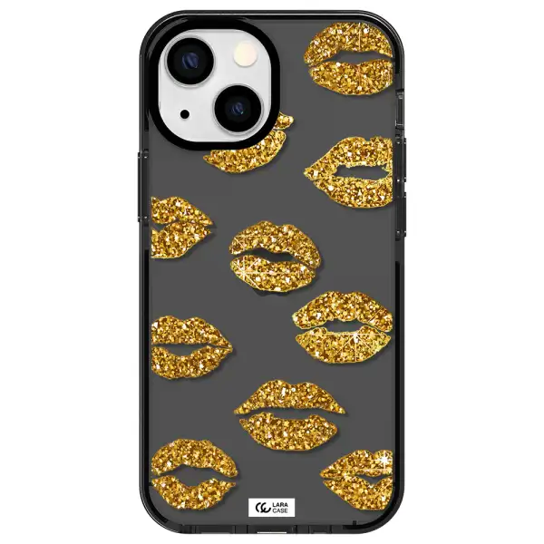 Glitter Lips Apple iPhone 15 impact Smoke Black Case