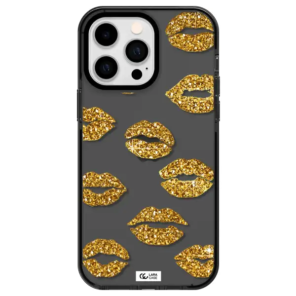 Glitter Lips Apple iPhone 15 Pro impact Smoke Black Case