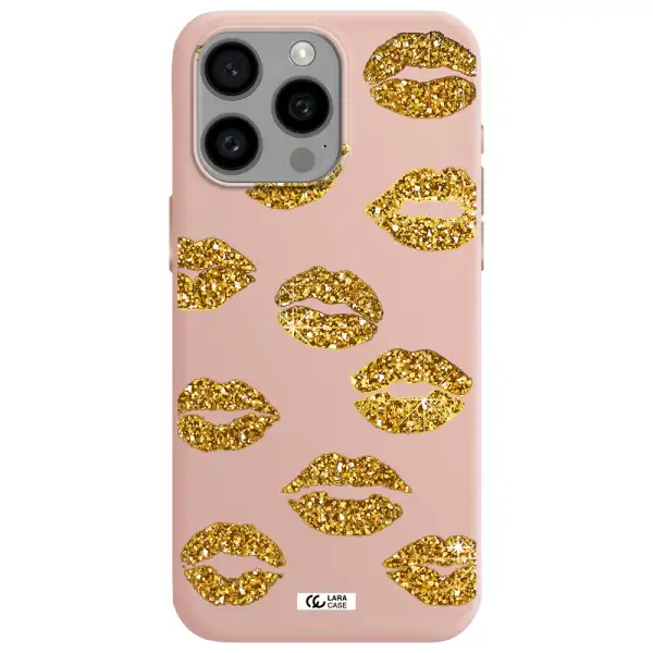 Glitter Lips Apple Iphone 15 Pro max Silicone pastel pink Case