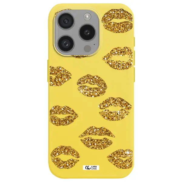 Glitter Lips Apple Iphone 15 Pro Silicone Canary Yellow Case