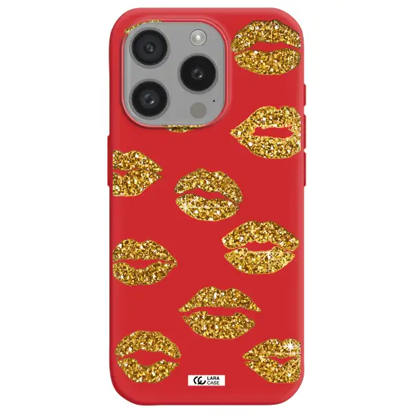 Glitter Lips Apple Iphone 15 Pro Silicone Imperial Red Case