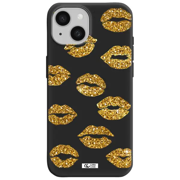 Glitter Lips Apple iPhone 15 Silicone black Case
