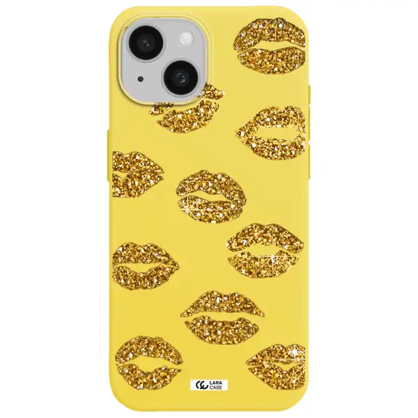Glitter Lips Apple iPhone 15 Silicone canary yellow Case