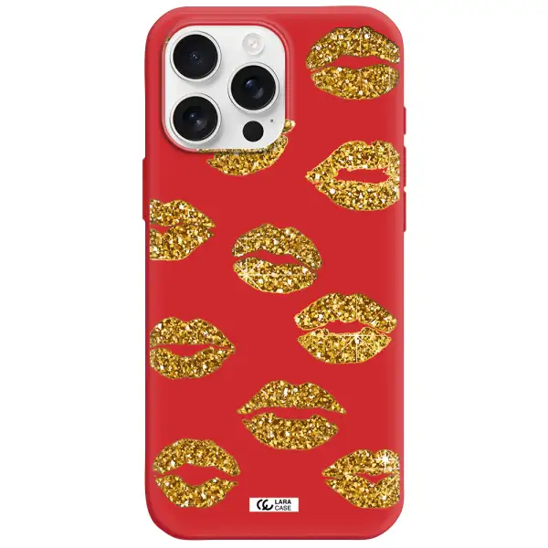 Glitter Lips Apple Iphone 16 Pro Max Silicone Imperial Red Case