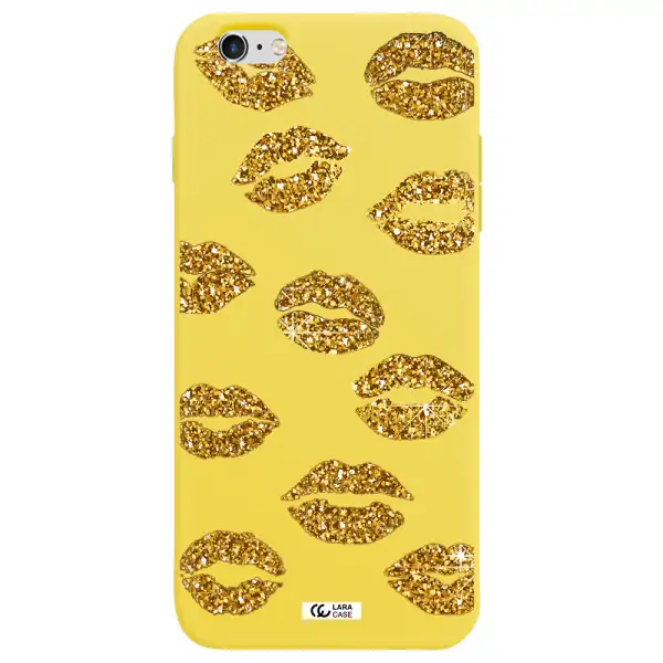 Glitter Lips Apple iPhone 6 plus Silicone canary yellow Case